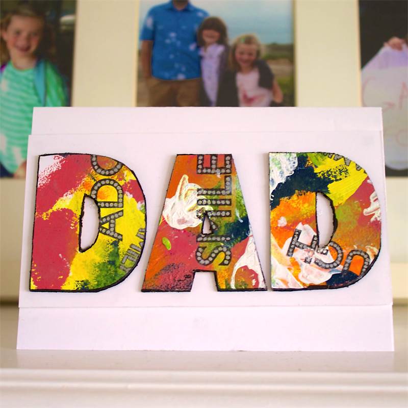 3d Mixed Media card for dad